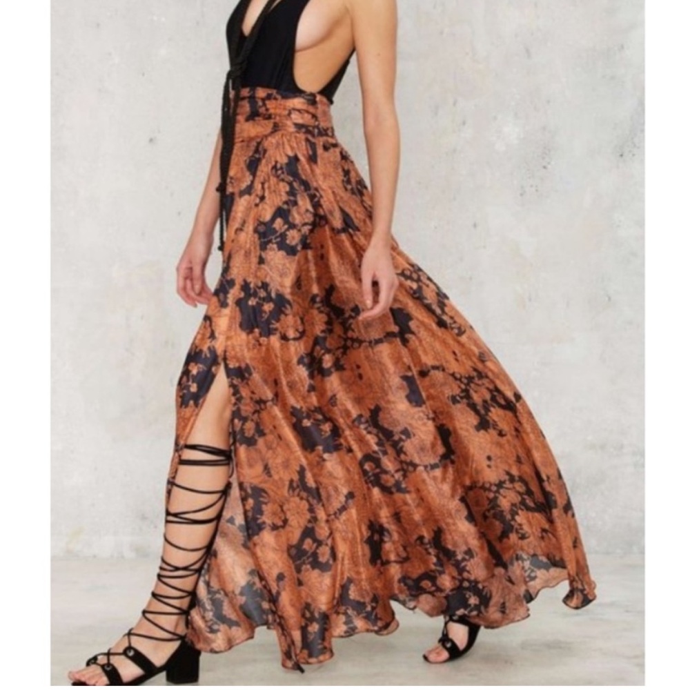 Nasty Gal Summer Nights 100% Silk Maxi Skirt XS Whimsigoth Boho